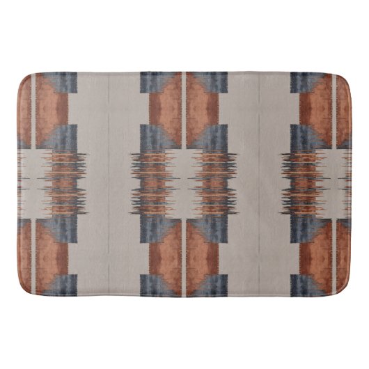 Moderne Taupe Denim en Rust Badmat (Voorkant)