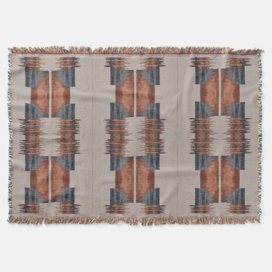 Moderne Taupe Denim en Rust Deken (Voorkant)