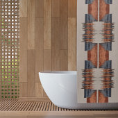 Moderne Taupe Denim en Rust Douchegordijn