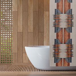 Moderne Taupe Denim en Rust Douchegordijn