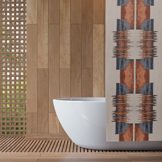 Moderne Taupe Denim en Rust Douchegordijn