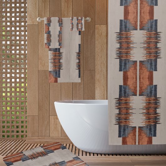 Moderne Taupe Denim en Rust Douchegordijn