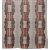 Moderne Taupe Denim en Rust Douchegordijn (Voorkant)