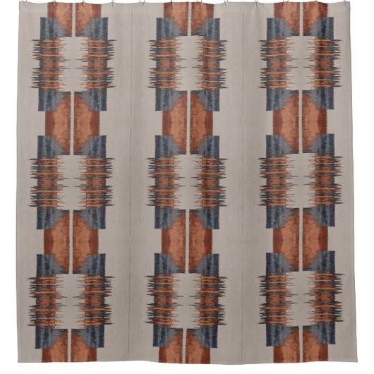 Moderne Taupe Denim en Rust Douchegordijn (Voorkant)