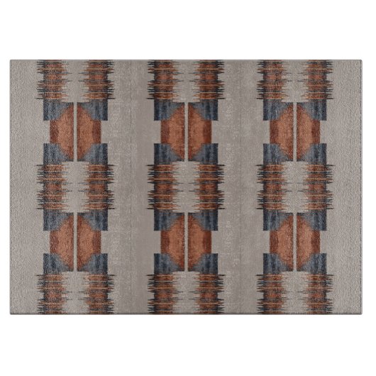 Moderne Taupe Denim en Rust Glas Snijplank (Voorkant)