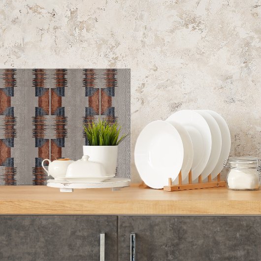 Moderne Taupe Denim en Rust Glas Snijplank