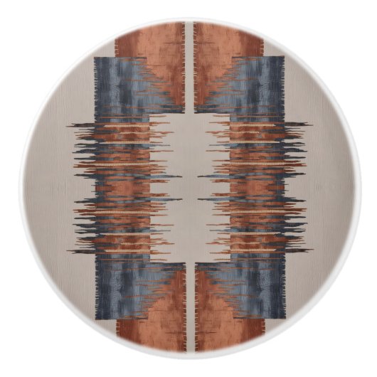 Moderne Taupe Denim en Rust Keramische Knop (Voorkant)