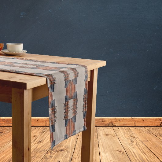 Moderne Taupe Denim en Rust Korte Tafelloper