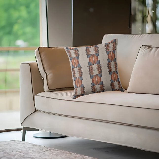 Moderne Taupe Denim en Rust Kussen (Creator heeft geüpload)