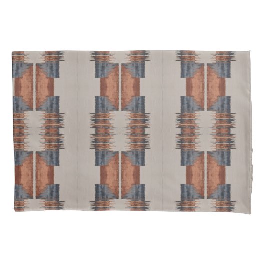 Moderne Taupe Denim en Rust Kussensloop (Voorkant)