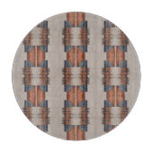 Moderne Taupe Denim en Rust Rond Snijplank (Voorkant)