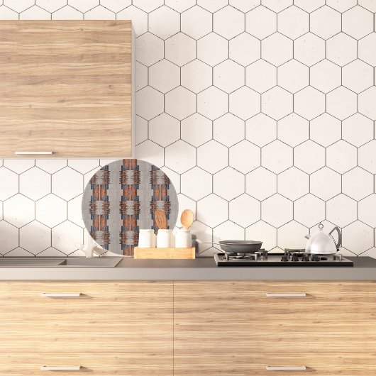 Moderne Taupe Denim en Rust Rond Snijplank