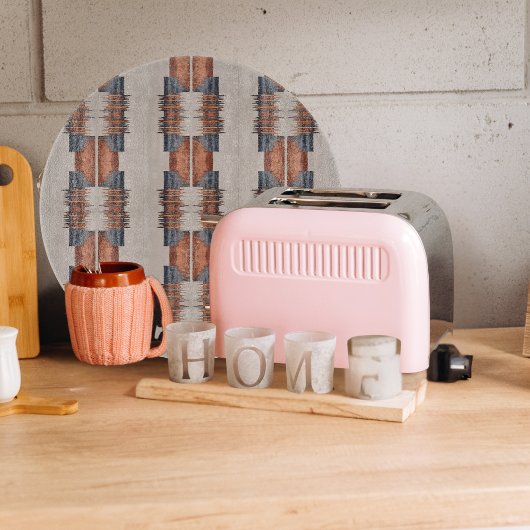 Moderne Taupe Denim en Rust Rond Snijplank