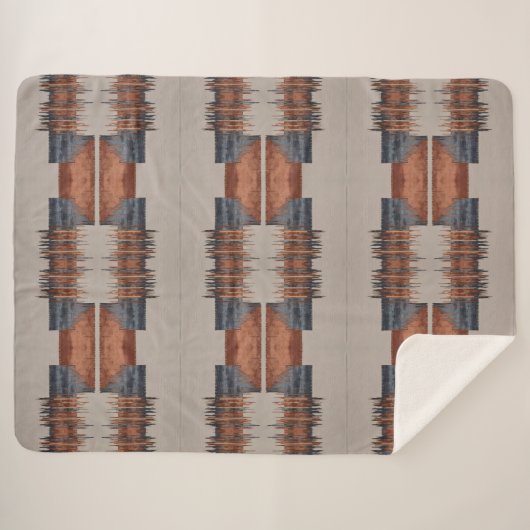 Moderne Taupe Denim en Rust Sherpa Deken (Voorkant (horizontaal))