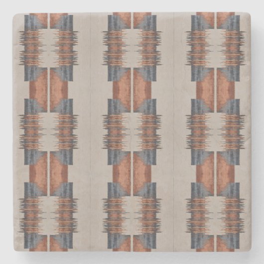 Moderne Taupe Denim en Rust Stenen Onderzetter (Voorkant)