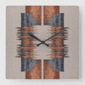 Moderne Taupe Denim en Rust Vierkante Klok (Voorkant)
