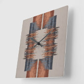 Moderne Taupe Denim en Rust Vierkante Klok (Hoek)