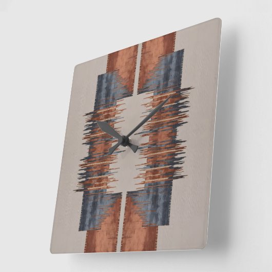 Moderne Taupe Denim en Rust Vierkante Klok (Hoek)