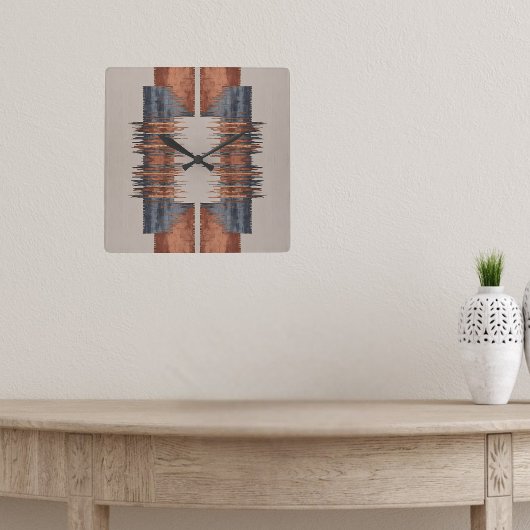 Moderne Taupe Denim en Rust Vierkante Klok