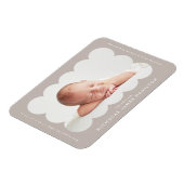 Moderne Taupe Gekartelde Lijst Geboorteaankondigin Magneet (Linkerzijde)