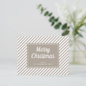 Moderne Taupe Gestreepte Kerst Briefkaart (Staand voorkant)