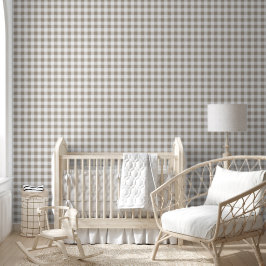 Moderne Taupe Gingham Ruiten Behang