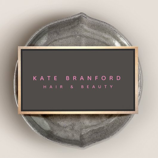 Moderne Taupe Grijs Goud Border Professional Visitekaartje