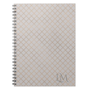 Moderne Taupe Grijs Gouden Monogram Zakelijke Huis Notitieboek