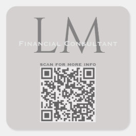 Moderne Taupe Grijze QR-code Zakelijke Branding Vierkante Sticker