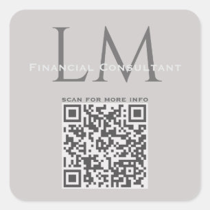 Moderne Taupe Grijze QR-code Zakelijke Branding Vierkante Sticker