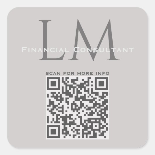 Moderne Taupe Grijze QR-code Zakelijke Branding Vierkante Sticker (Voorkant)