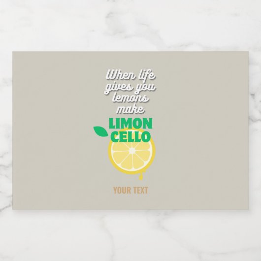 Moderne Taupe Italiaanse Citroen Limoncello Keuken Likeurfles Etiket (Enkel label)