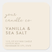 Moderne Taupe Minimalistische Kaarslabel Vierkante Sticker (Voorkant)