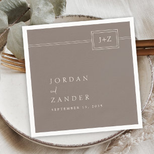 Moderne Taupe Minimalistische Monogram bruiloft Servet