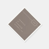 Moderne Taupe Minimalistische Monogram bruiloft Servet (Hoek)