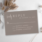 Moderne Taupe Minimalistische Monogram Huwelijk RS RSVP Kaartje