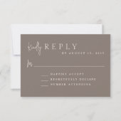 Moderne Taupe Minimalistische Monogram Huwelijk RS RSVP Kaartje (Voorkant)