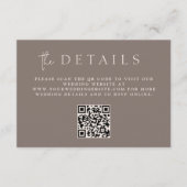 Moderne Taupe Minimalistische Monogram QR Code Det Informatiekaartje (Voorkant)