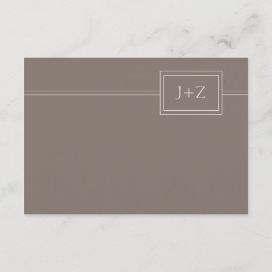 Moderne Taupe Minimalistische Monogram QR Code Det Informatiekaartje (Achterkant)