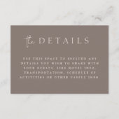 Moderne Taupe Minimalistische Monogram Trouwdetail Informatiekaartje (Voorkant)
