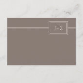 Moderne Taupe Minimalistische Monogram Trouwdetail Informatiekaartje (Achterkant)