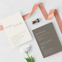 Moderne Taupe Minimalistische Trouw 2-zijdige QR-c