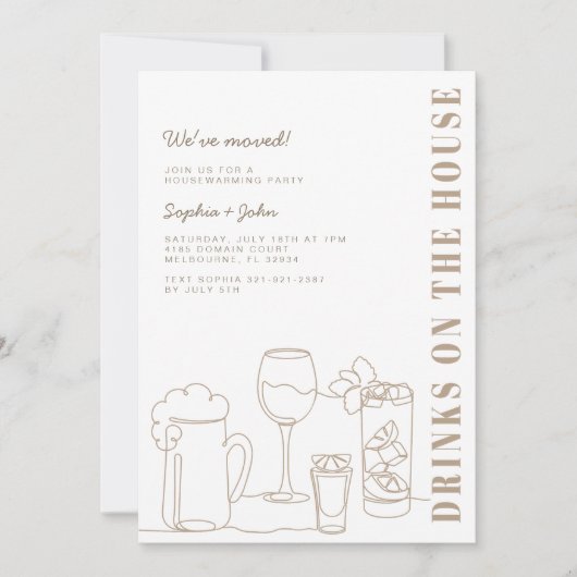 Moderne Taupe Natuurlijke Housewarming Party Kaart (Voorkant)