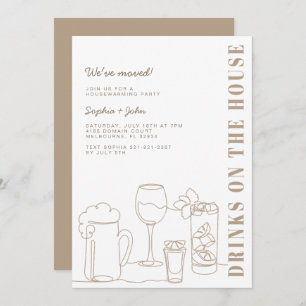 Moderne Taupe Natuurlijke Housewarming Party Kaart