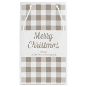 Moderne Taupe Plaid Vrolijk Kerstfeest Klein Cadeauzakje (Achterkant)