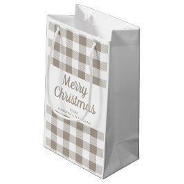 Moderne Taupe Plaid Vrolijk Kerstfeest Klein Cadeauzakje