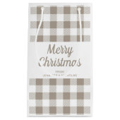 Moderne Taupe Plaid Vrolijk Kerstfeest Klein Cadeauzakje (Voorkant)