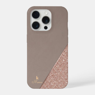 Moderne Taupe & Roze Gouden Geometrische Glitter L iPhone 15 Pro Case