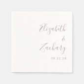 Moderne Taupe Script Bruiloft Servet (Voorkant)