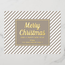 Moderne Taupe Strepen Prettig Kerstfeest Goud